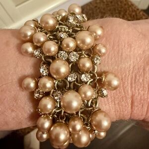 Neiman Marcus Pearl & Crystal Statement Bracelet | Gold-Tone Glam